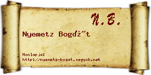 Nyemetz Bogát névjegykártya